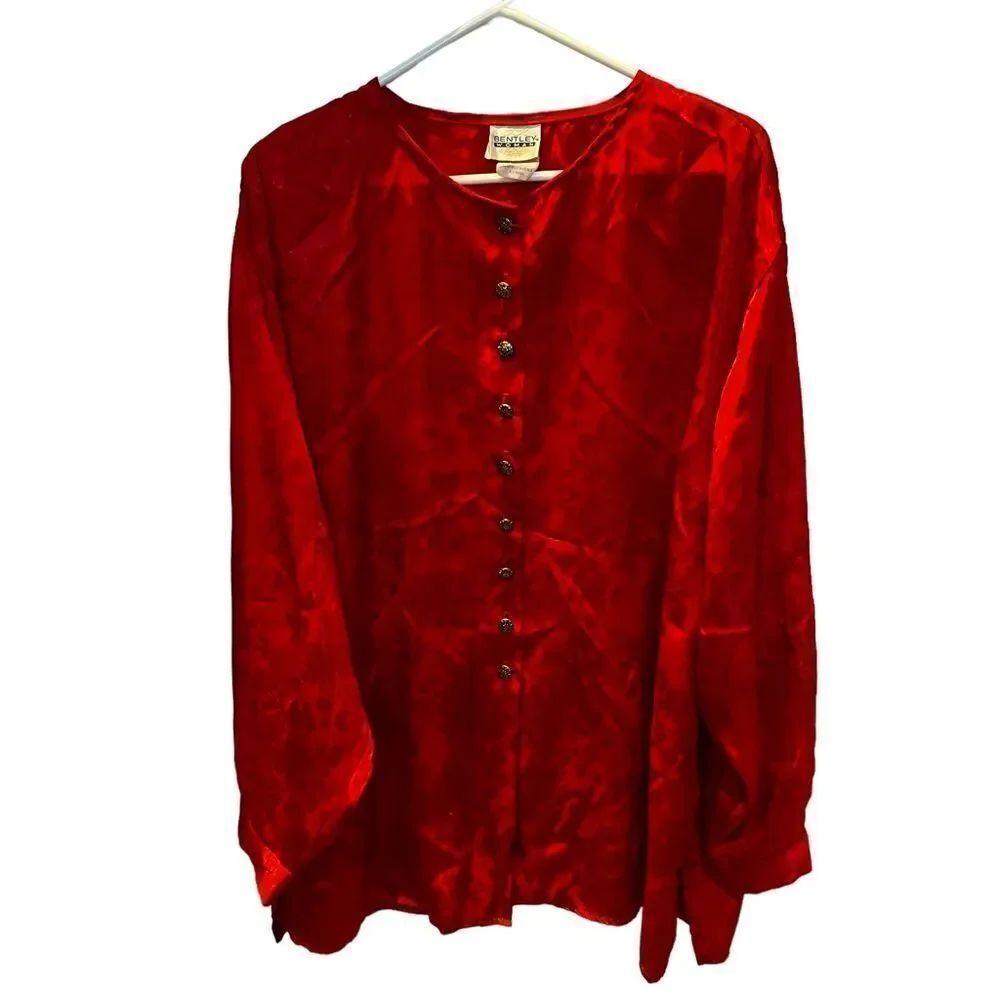 Bentley Woman Vintage Button Up blouse Red Size 24W